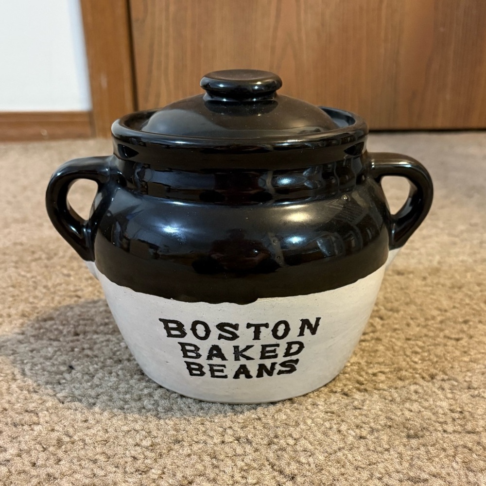 Vintage Boston Baked Beans Stoneware with Lid- Made in the USA
